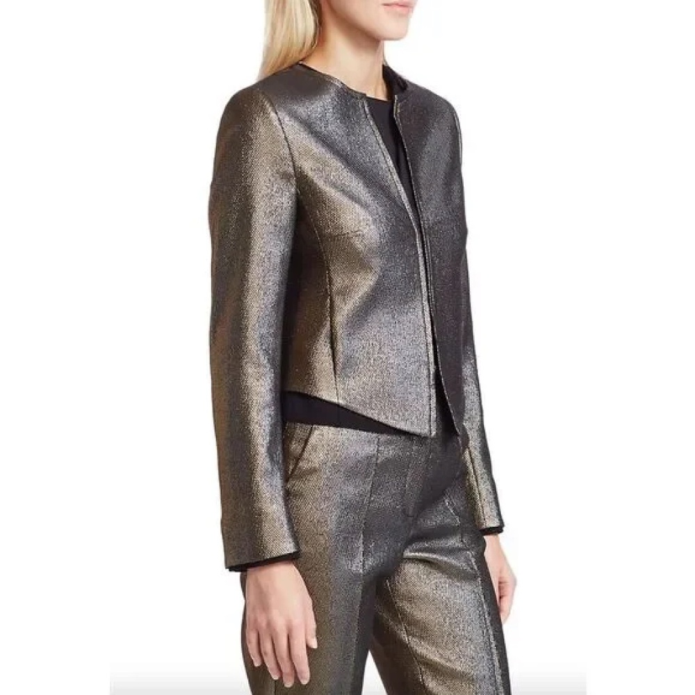 Akris punto Gold Lamé Roundneck Jacket